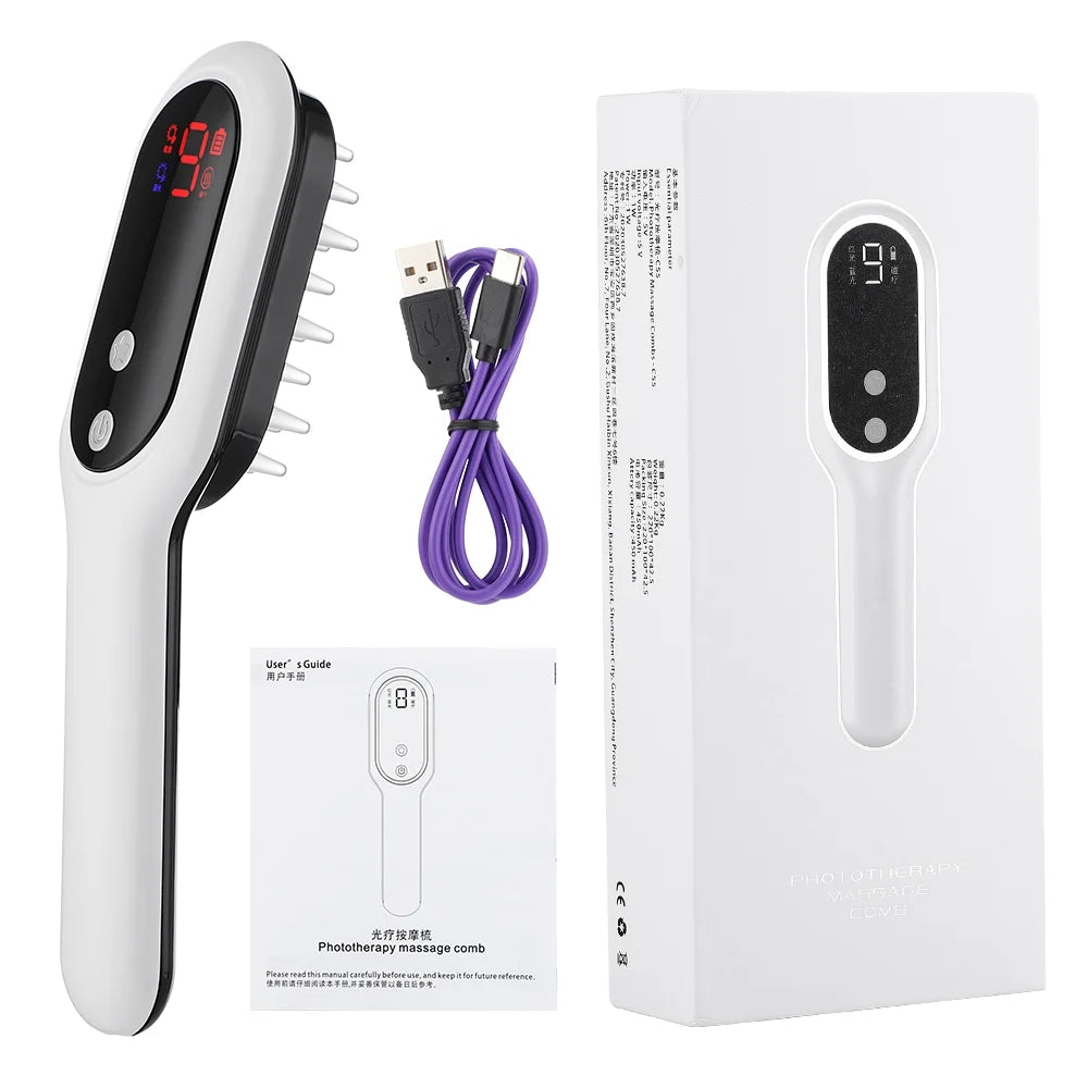 CrownElixer™ | Laser Hair Regrowth Comb – Red/Blue Light & Vibration Therapy for Hair Loss